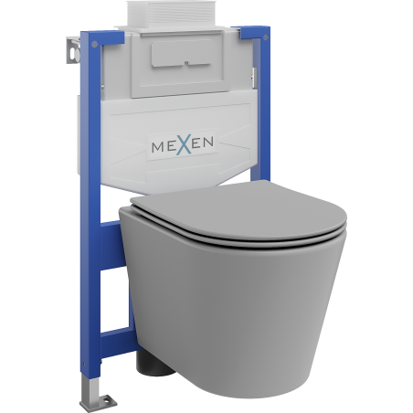 Mexen Rico zostava podomietková WC rám Fenix XS-U s WC misou a pomaly padajúcou doskou, svetlý sivý mat - 68530724061