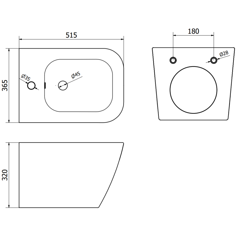Mexen Madox závesný bidet, biely - 35155100