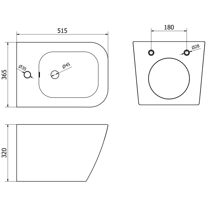 Mexen Madox bidet závesný, tmavosivý matný - 35155161