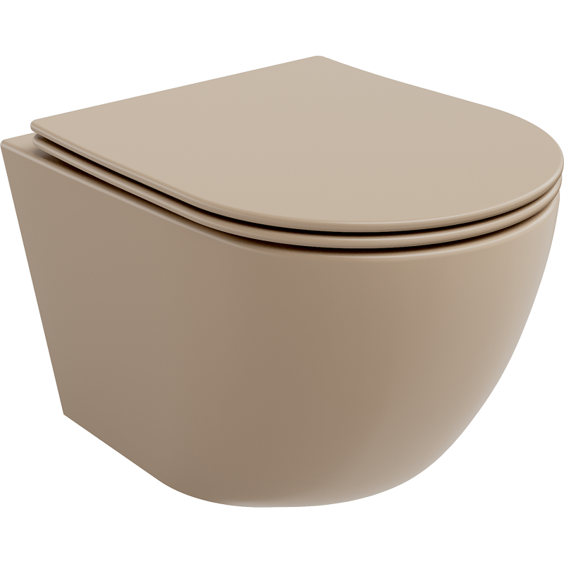 Mexen Lena WC misa Rimless s pomaly zatvárajúcim sa slim sedadlom, duroplast, cappuccino matná - 30224064