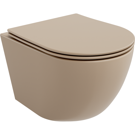 Mexen Lena WC misa Rimless s pomaly zatvárajúcim sa slim sedadlom, duroplast, cappuccino matná - 30224064