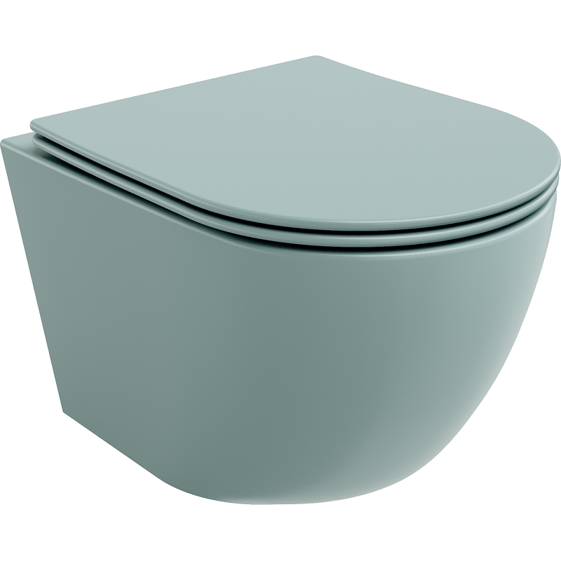 Mexen Lena WC misa Rimless s doskou pomaly padajúca slim, duroplast, svetlo zelená matná - 30224048