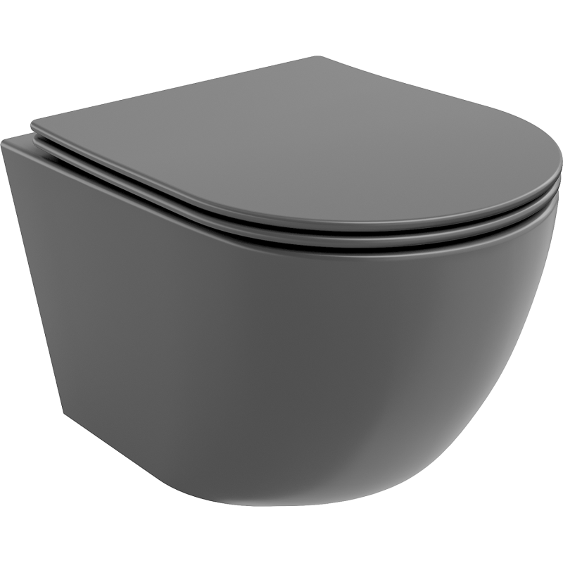 Mexen Lena WC misa Rimless s pomaly padajúcim slim sedadlom, duroplast, tmavo sivá matná - 30224071