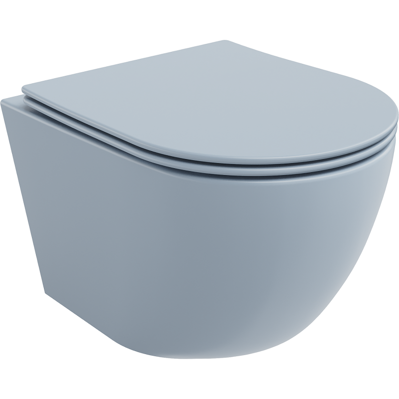 Mexen Lena WC misa Rimless s pomaly klesajúcim sedákom slim, duroplast, sivá-modrá matná - 30224069