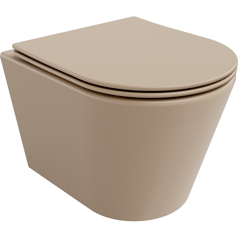 Mexen Rico WC misa Rimless s doskou so spomaleným zatváraním slim, duroplast, cappuccino mat - 30724064