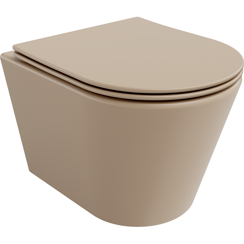 Mexen Rico WC misa Rimless s pomaly zatvárajúcim sa slim sedátkom, duroplast, cappuccino mat - 30724064