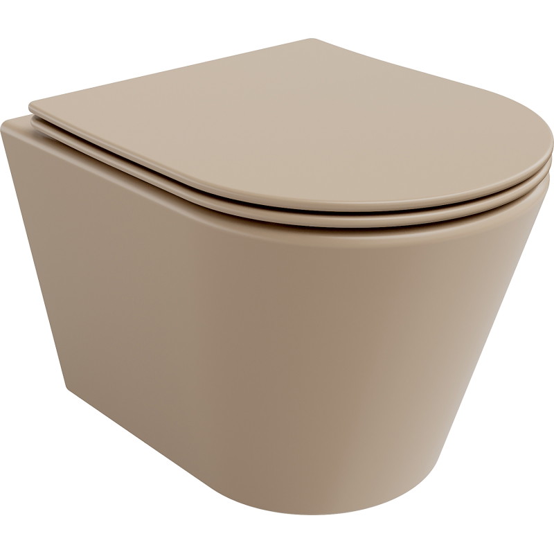 Mexen Rico wc misa Rimless s pomaly-zostupujúcim slim sedadlom, duroplast, matná cappuccino - 30724064