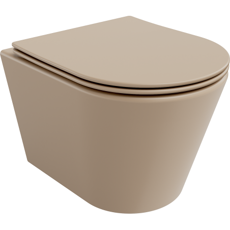 Mexen Rico wc misa Rimless s pomaly-zostupujúcim slim sedadlom, duroplast, matná cappuccino - 30724064