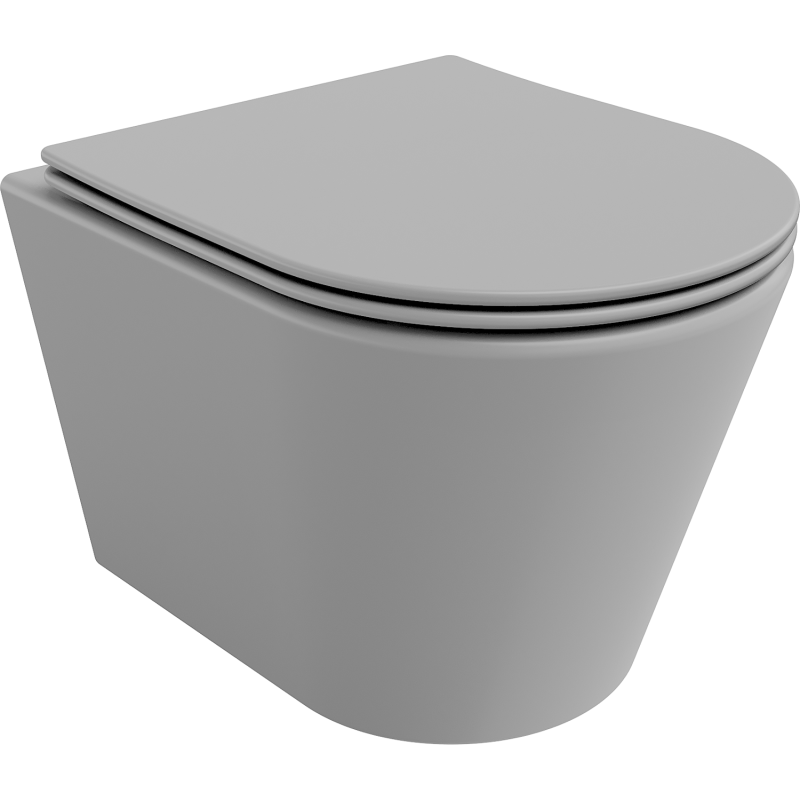 Mexen Rico miska WC Rimless s doskou so spomaleným sklápaním slim, duroplast, svetlosivá matná - 30724061