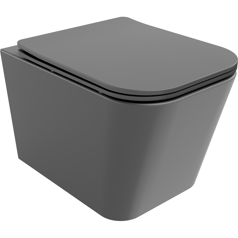 Mexen Teo WC miska Rimless s pomaly klesajúcou doskou slim, duroplast, tmavosivá matná - 30854071