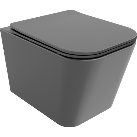 Mexen Teo WC miska Rimless s pomaly klesajúcou doskou slim, duroplast, tmavosivá matná - 30854071