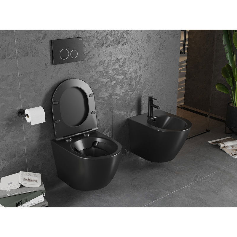 Mexen Lena WC miska Rimless, čierna matná - 3322XX85