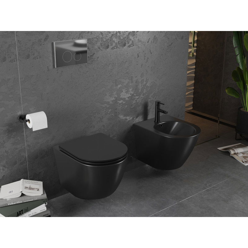Mexen Lena WC miska Rimless, čierna matná - 3322XX85