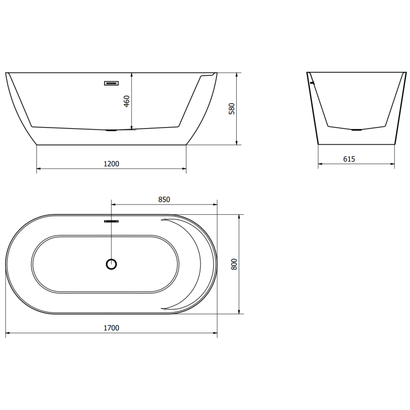 Mexen Laura voľne stojaca vaňa 170 x 80 cm, biela - 53401708000