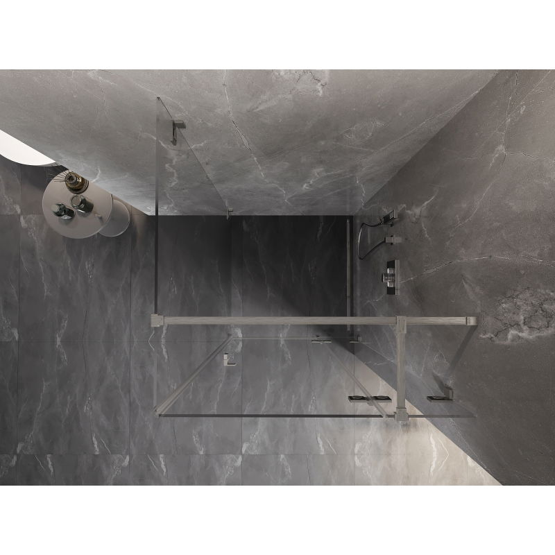 Mexen Lunar T sprchový kút priamočiarý pravý 80 x 80 cm, priehľadný, brúsený nikel - 834T-080-080-97-00-P