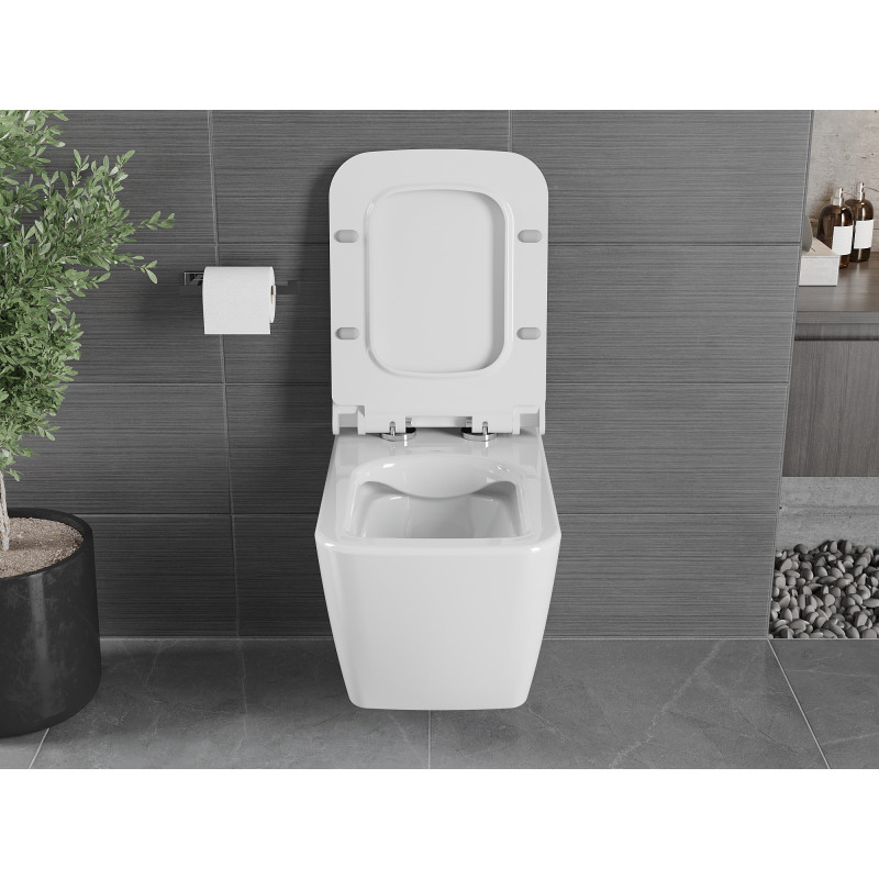 Mexen Vega wc misa Rimless s pomaly sa skláňajúcou slim doskou, duroplast, biela lesklá - 30654000