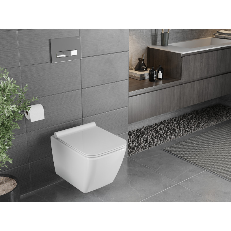 Mexen Vega wc misa Rimless s pomaly sa skláňajúcou slim doskou, duroplast, biela lesklá - 30654000