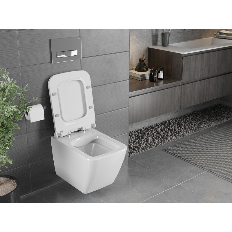 Mexen Vega wc misa Rimless s pomaly sa skláňajúcou slim doskou, duroplast, biela lesklá - 30654000