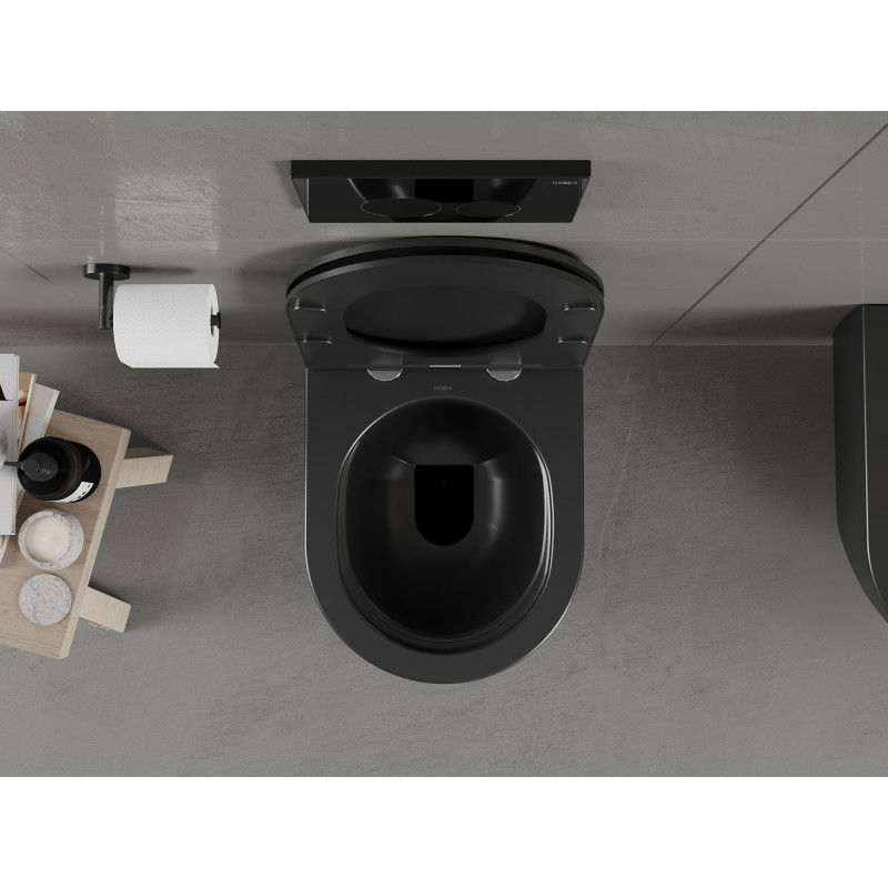 Mexen Carmen WC misa bezokrajová s pomaly padajúcim slim sedadlom, duroplast, čierna matná - 30881085