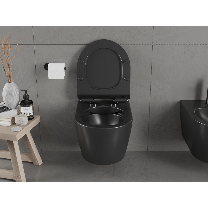 Mexen Carmen wc misa Rimless so sedadlom so spomaleným sklopením slim, duroplast, čierna matná - 30880185