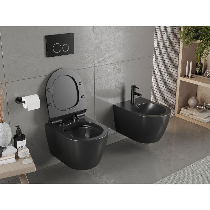 Mexen Carmen WC misa Rimless so sedadlom s tichým zatváraním slim, duroplast, čierna matná - 30880185