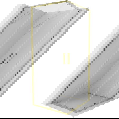 Mexen Exo štvorcová posuvná sprchová kabína 95 x 95 cm, transparentná, zlatá - 8111-095-095-50-00