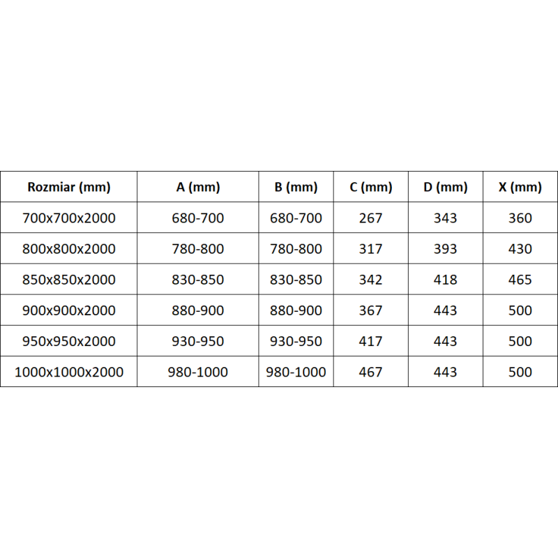 Mexen Exo štvorcový sprchovací kút posuvný 85 x 85 cm, priehľadný, čierny - 8111-085-085-70-00