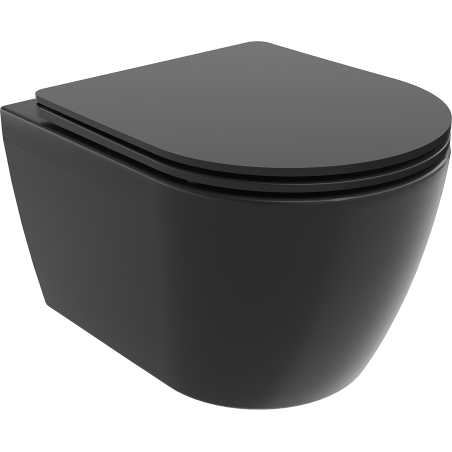 Mexen Carmen miska wc Rimless s pomaly sklopnou doskou slim, duroplast, čierna matná - 30881085