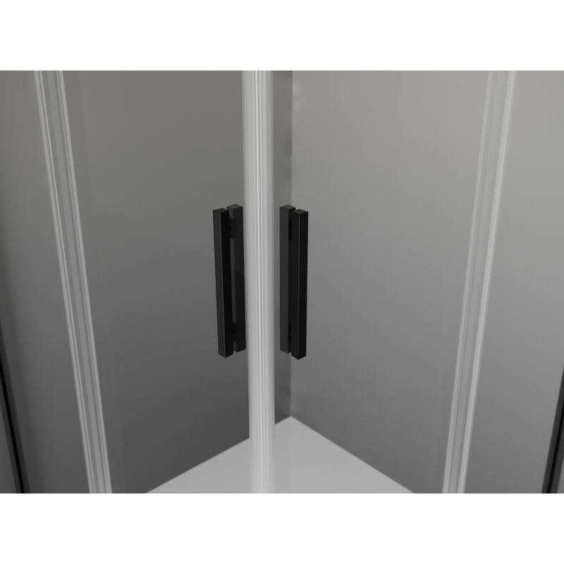 Mexen Exo štvorcová zasúvacia sprchová kabína 95 x 95 cm, transparentná, čierna - 8111-095-095-70-00