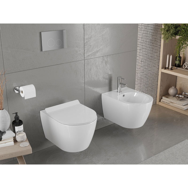 Mexen Carmen WC miska Rimless s pomaly zatvárajúcim sedadlom slim, duroplast, biela lesk - 30880100