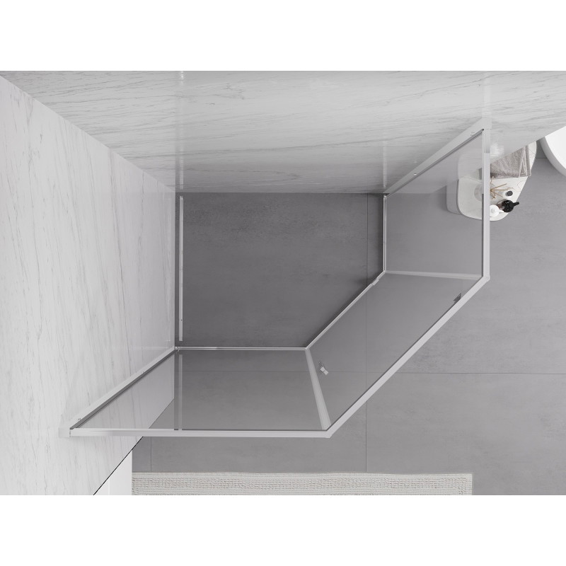 Mexen Exo-R päťuholníkový sprchový kút s otváracími dverami 100 x 80 cm, transparentný, chróm - 812-100-080-01-00