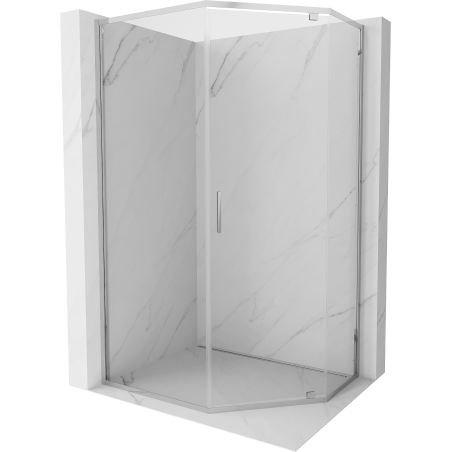Mexen Exo-R päťuholníkový sprchový kút s otváracími dverami 100 x 90 cm, transparentný, chróm - 812-100-090-01-00