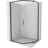 Mexen Exo-R päťhranný sprchový kút výklopný 90 x 80 cm, transparentný, čierny - 812-090-080-70-00
