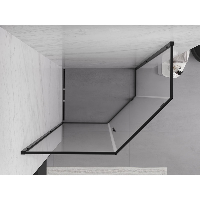 Mexen Exo-R päťuholníková sprchová kabína so sklápacími dverami 100 x 80 cm, transparentná, čierna - 812-100-080-70-00