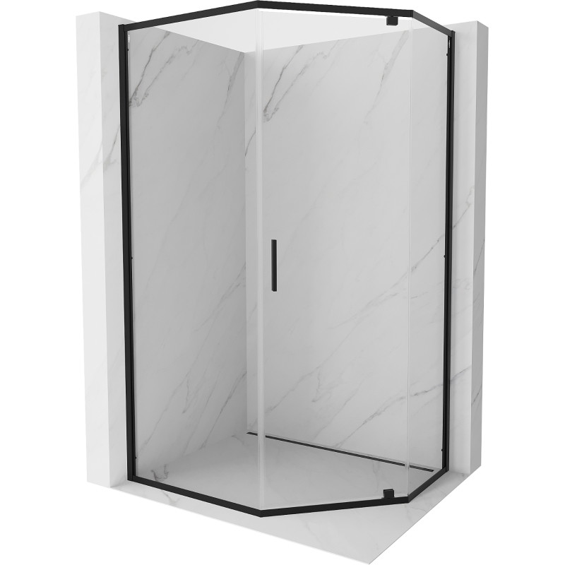 Mexen Exo-R päťuholníková sprchová kabína so sklápacími dverami 100 x 80 cm, transparentná, čierna - 812-100-080-70-00