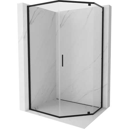 Mexen Exo-R päťuholníková sprchová kabína s otváracími dverami 100 x 90 cm, transparentná, čierna - 812-100-090-70-00