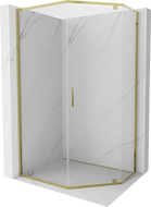 Mexen Exo-R Päťuholníkový sprchovací kút s otváracími dverami 90 x 80 cm, priehľadný, zlatý - 812-090-080-50-00