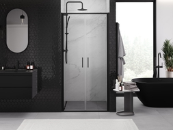 Mexen Exo-B Duo dvojité sprchové dvere otočné 120 cm, priehľadné, čierne - 814-120-000-70-00