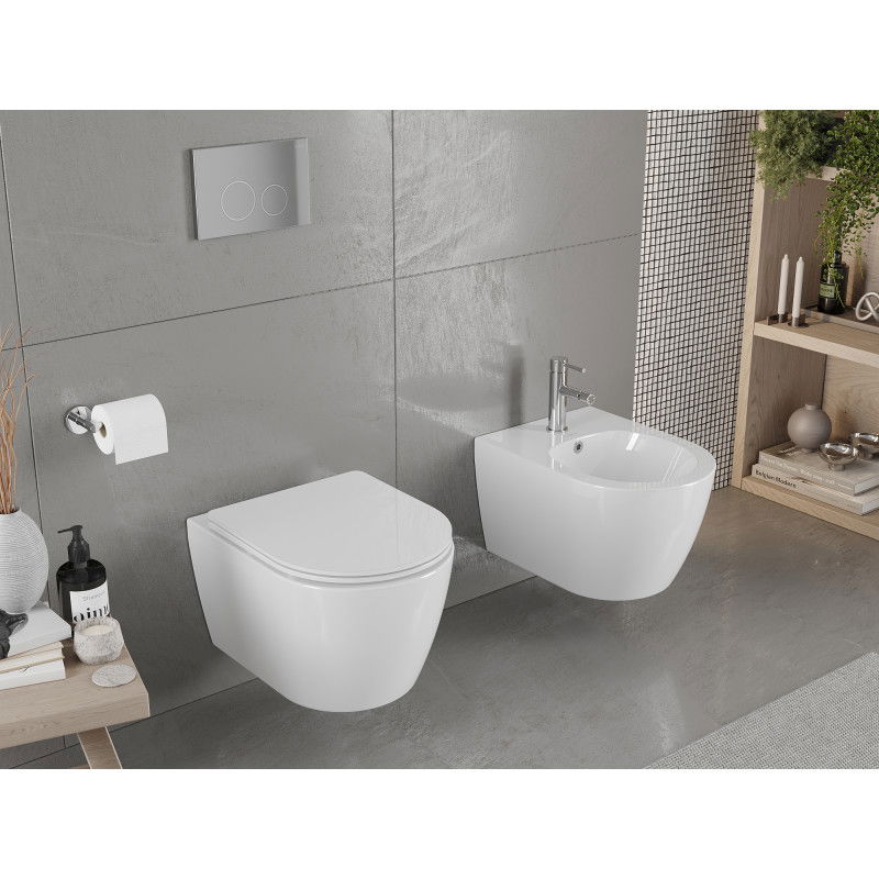 Mexen Carmen WC misa Rimless so spomaľujúcim slim sedadlom, duroplast, biely lesk - 30880400