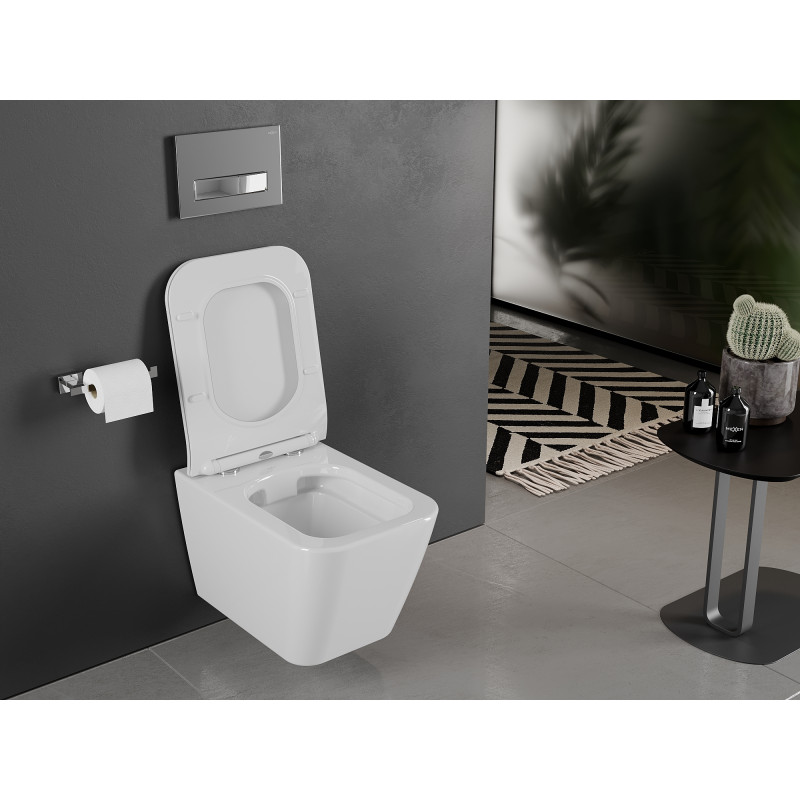 Mexen Cube WC misa Rimless s doskou so spomaleným poklesom slim, duroplast, biela lesklá - 30924000