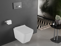 Mexen Cube WC misa Rimless so sedadlom s pomalým zatváraním slim, duroplast, biely lesk - 30924000