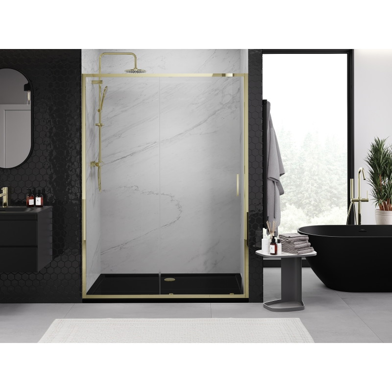 Mexen Exo-S posuvné sprchové dvere 190 cm, transparentné, zlaté - 8151-190-000-50-00