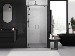 Mexen Exo-BR Duo dvojité sprchové dvere otvárateľné 120 cm, transparentné, čierne - 8182-120-000-70-00