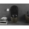 Mexen Lena WC misa Rimless s pomaly padajúcim sedátkom, duroplast, Čierna/Zlatá mriežkový vzor - 30224079