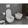 Mexen Lena WC misa Rimless s doskou pomaly zatvárajúca slim, duroplast, biela/zlatá vzor mriežka - 30224009