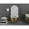 Mexen Lena WC misa Rimless s pomaly padajúcim sedátkom, duroplast, biela/Zlatá vzor rybích šupín - 30224008