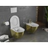 Mexen Lena WC misa Rimless s pomaly padajúcim sedátkom, duroplast, biela/Zlatá vzor rybích šupín - 30224008