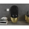 Mexen Lena WC misa Rimless s pomaly padajúcim sedátkom, duroplast, Čierna matná/Zlatá - 30224076