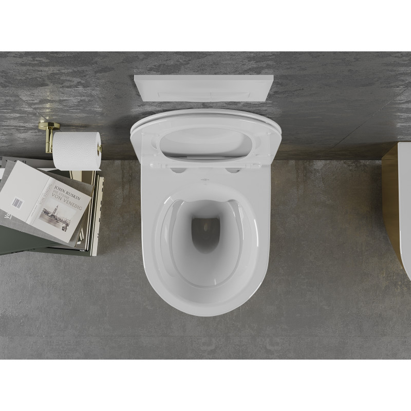 Mexen Lena WC misa Rimless s pomaly sklopnou doskou slim, duroplast, bielá/zlatá - 30224006