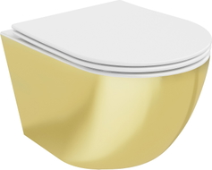 Mexen Lena WC misa Rimless s pomaly sklopnou doskou slim, duroplast, bielá/zlatá - 30224006